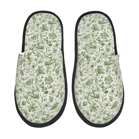 Balery Green Rabbit Slient Indoor Furry Fleece Comfort House Shoes Soft Non-Slip Home Shoes Cotton slippers House Slippers-- Large