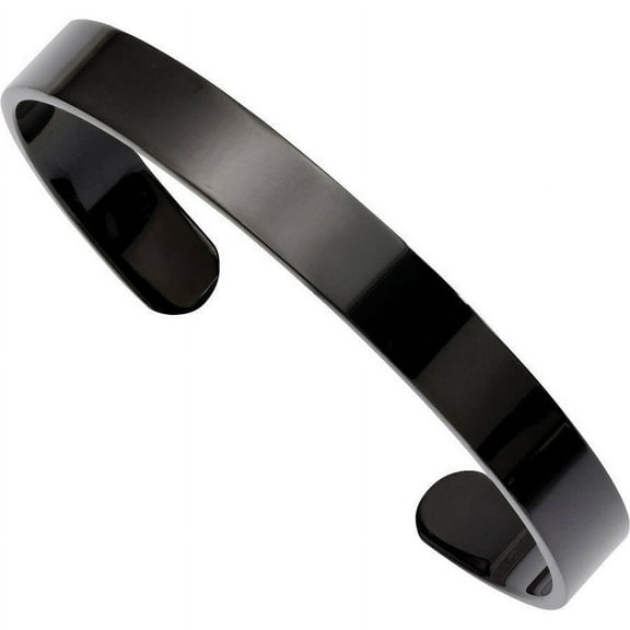 Primal Steel Stainless Steel Black IP Plated 9mm Cuff Bangle