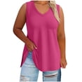 thumbnail image 4 of BLVB Womens Plus Size Tank Tops Summer Sleeveless V Neck T Shirts Casual Loose Fit Side Slit Basic Tees Tunic Tops, 4 of 6