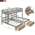 thumbnail image 5 of Hassch Twin Over Twin & Twin Bunk Bed With Two Drawers And Built-In Middle Drawer, Gray, 5 of 9