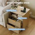 thumbnail image 3 of Fluted Nightstand with Charging Station, Bedside Table with Drawers and Open Storage Space, Metal Handles and Rounded Corners for Safety, Mid Century Modern End Table, 3 of 9