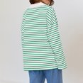 thumbnail image 5 of Axiiglly Long Sleeve Shirts for Women Trendy Striped Shirt Loose Crewneck Pullover Tunic Tops Casual Patchwork Soft Lightweight Sweatshirt, 5 of 8