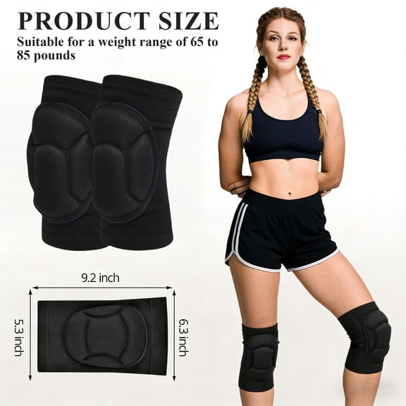 2 PCS Knee Pads for Men and Women, Thick Sponge Protective Knee Sleeves, Anti Slip Sports Knee Support for Volleyball, Dance, Yoga and Training (L, Black)