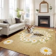 thumbnail image 2 of Non-Slip Rug Pad Rugs Summer Bee White Daisy Flower Rectangle Area Rugs 5x7Ft Soft Carpet Pads for Living Room Kids Room, Vintage Pastoral Floral Leaf, 2 of 9