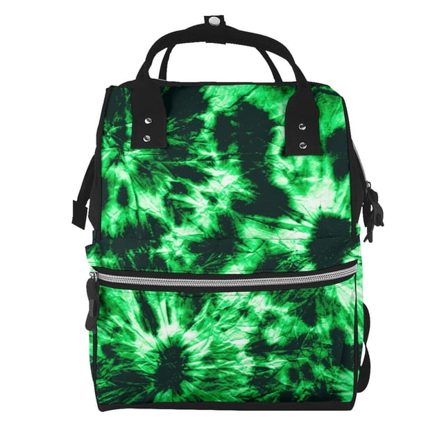 Disketp Green Tie Dye Mochila de Pañales de Gran Capacidad con Múltiples Bolsillos, Mochila de Viaje Multifuncional para Bebé, Unisex, Moderna y Resistente
