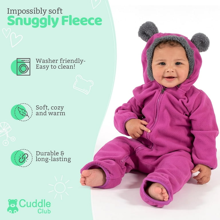 PURPLE HOODED FLEECE ONE-PIECE, BABY PURPLE HOODED FLEECE ONE-PIECE, BABY