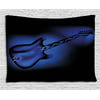 Music Tapestry, Electric Guitar Bass in Dark Tones Rock and Roll Pop Themed Oldies Instrument Design, Wall Hanging for Bedroom Living Room Dorm Decor, 60W X 40L Inches, Navy Blue, by Ambesonne