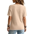 thumbnail image 5 of TGSLY Women's Ribbed Knit Tops Lightweight Soft Crew Neck Short Sleeve Shirts Dressy Casual Solid Color Asymmetric Wrap Hem Tunic Blouses S, 5 of 10