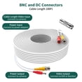 thumbnail image 4 of FITE ON 100FT White BNC Power Security Camera Wire, Quick and Easy Installation,Handy Connection Premium Material Transmit Video Signals Clear Video Stream Solid BNC Extension, 4 of 8