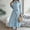 Light Blue, variant on MORTTIC Women's Elegant High Neck Long Sleeve Belted Pleated Maxi Dress - Solid Color Flowy Office Dress for Spring & Fall