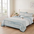thumbnail image 2 of Twin Quilt Set 68''x86'', Blue Beige Farmhouse Lightweight Summer Bedspread Coverlet Set with 2 Pillow Shams, Vintage Wooden Striped Breathable All Season Quilt Bedding for Dorm/Bedroom, 2 of 9