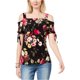 thumbnail image 1 of INC Blusa floral con hombros descubiertos para mujer, negro, mediano I-N-C Hombro frío, 1 of 1