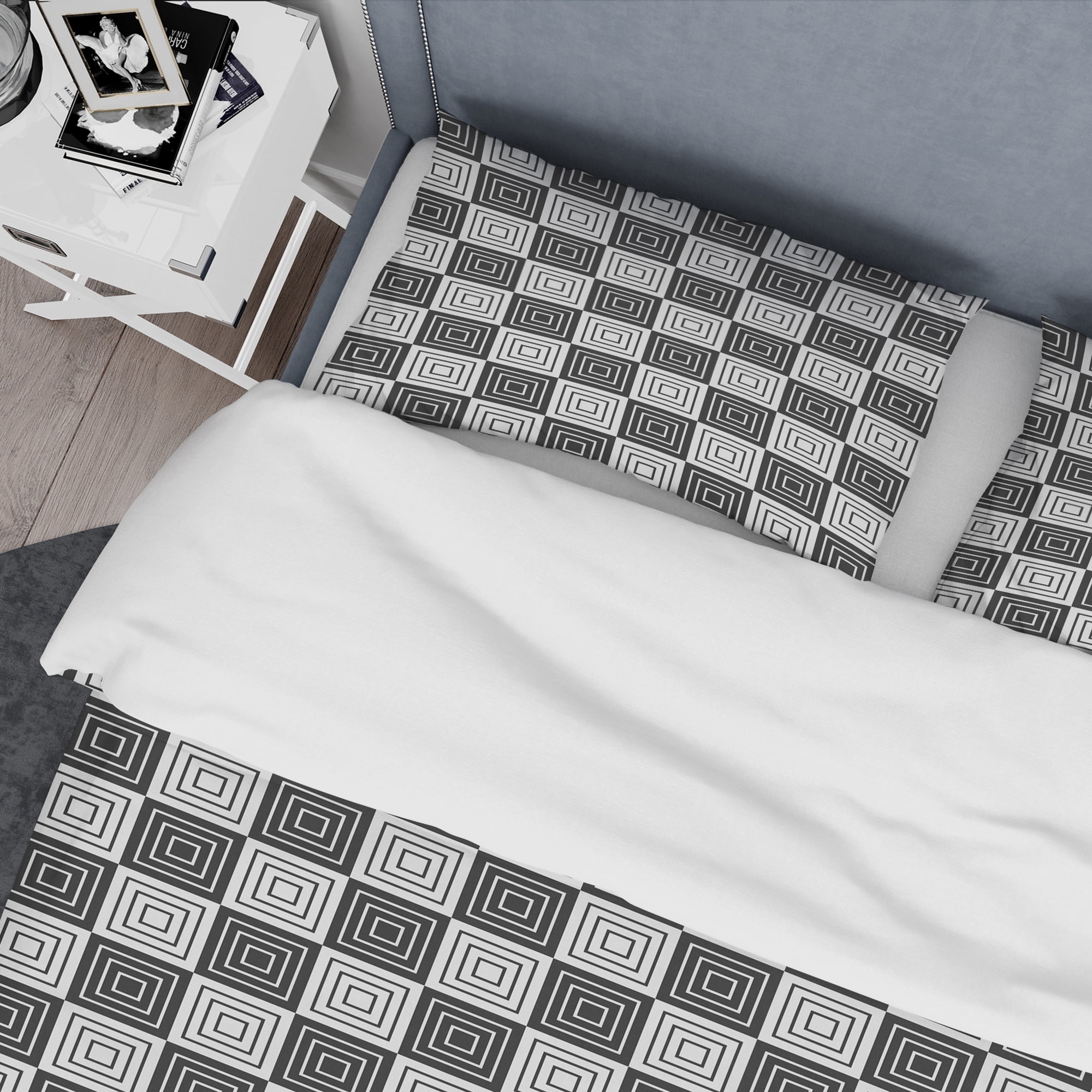 Designart 'Monochrome Geometric Pattern XI' Mid-Century Modern Duvet Cover Set