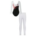 thumbnail image 2 of iEFiEL Kids Girls Figure Skating Dance Performance Outfit Long Sleeve Shiny Rhinestones Leotard with Leggings Gym Suit White 14, 2 of 7