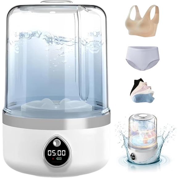 Portable Washing Machine, Compact Mini Washing Machine for Delicates & light garments, Cordless Portable Washer, 1.4L White Mini Washer, Great for Dorm, Apartment, Travel