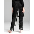 thumbnail image 5 of Doomiva Women Latin Dance Pants Fringe Ballroom Pants Tassel Tango Salsa Dancing Practice Pants Black XXL, 5 of 8