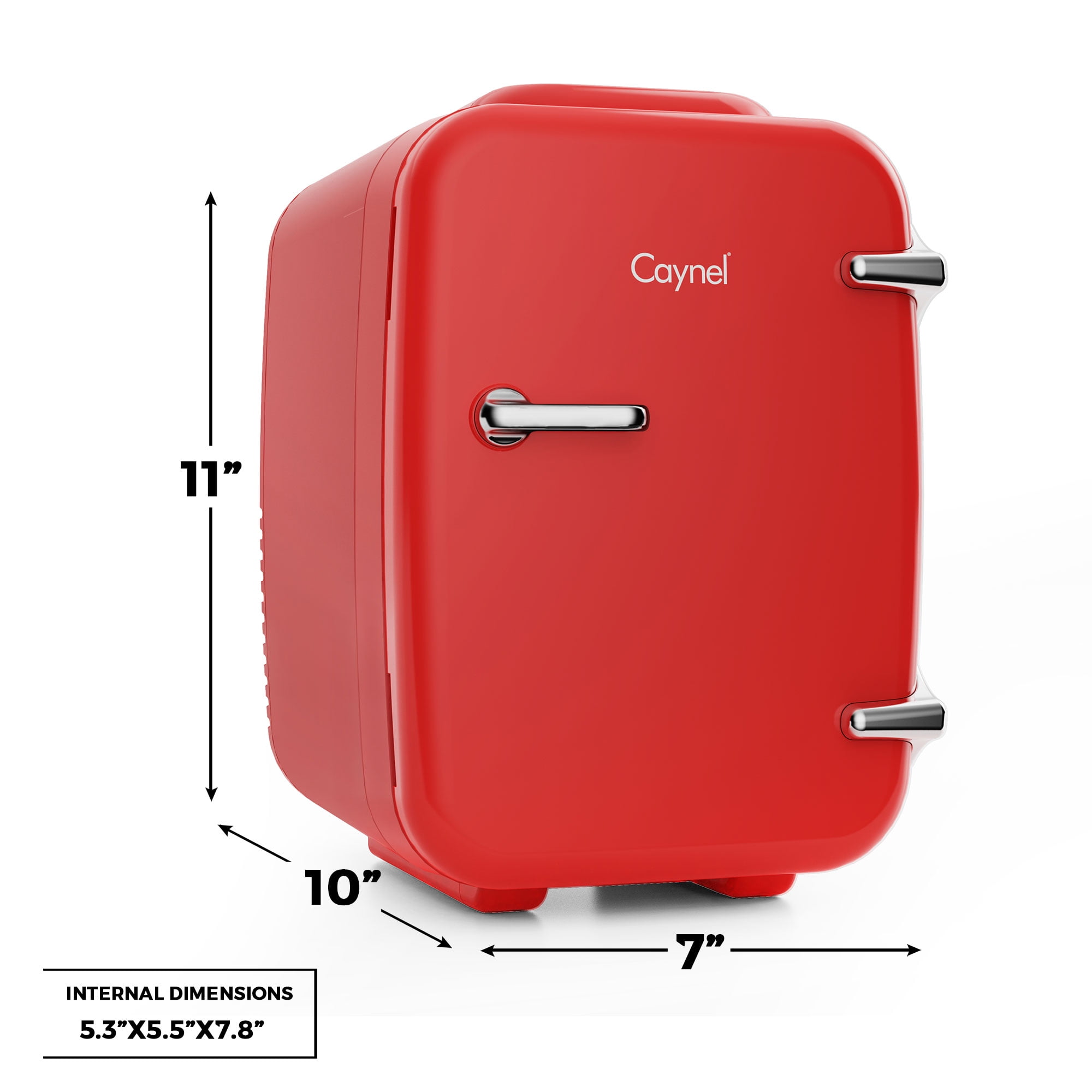Caynel 4-Liter/6 Can Portable Mini Fridge with Warming Function, Red