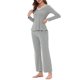 thumbnail image 4 of INSPIRAR CHIC Pijamas de Mujer Suave de Punto con Encaje Conjuntos de Ropa de Noche Elásticos Talla XS Gris, 4 of 4