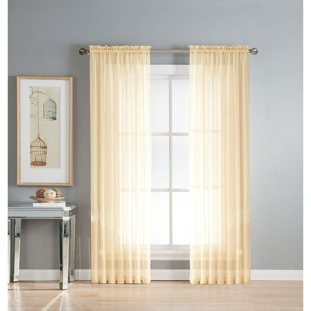 Diamond Sheer Voile Curtain Panels - Walmart.com