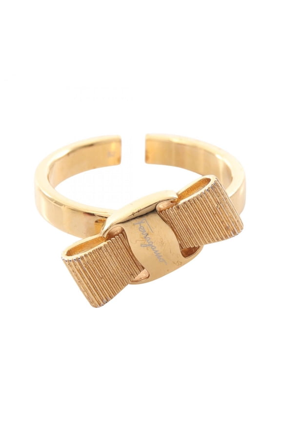 Pre-Owned Salvatore Ferragamo Vara Ribbon Ring, Gold Plated, Women's (Good)