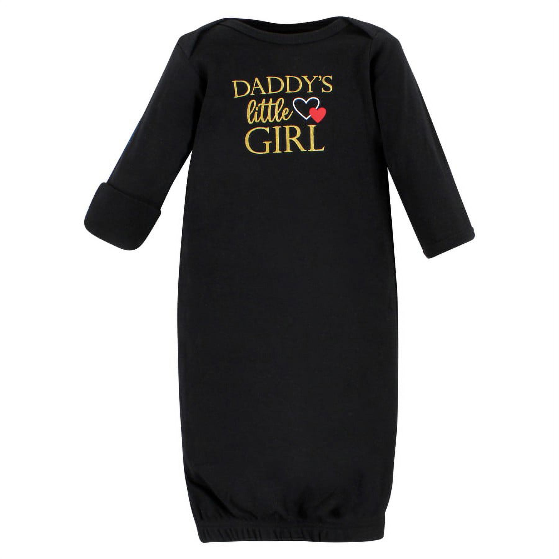 Hudson Baby Infant Girl Cotton Gowns, Girl Daddy Red Black, Preemie-Newborn