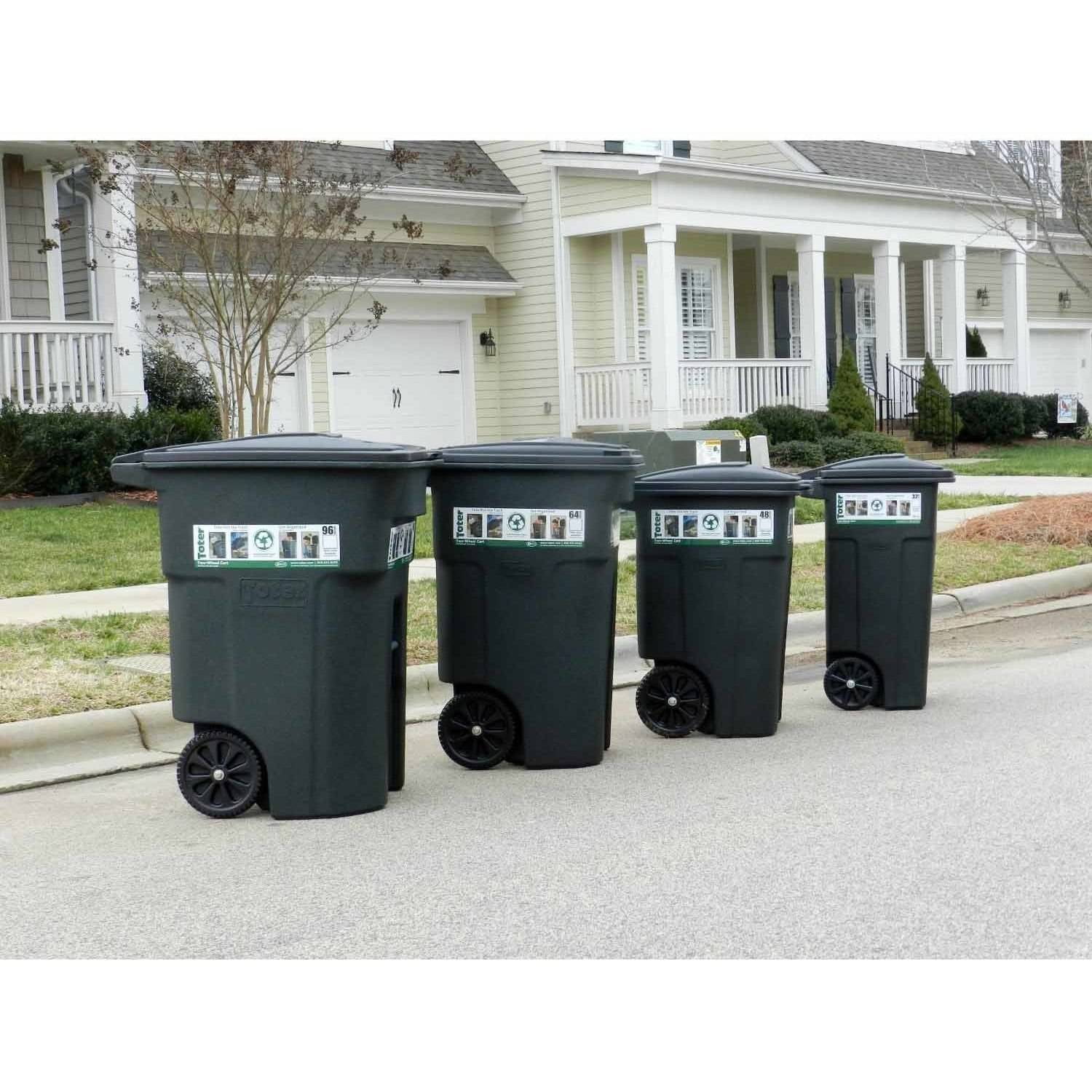 Toter 48 Gallon 2 Wheel Trash Can Cart Greenstone