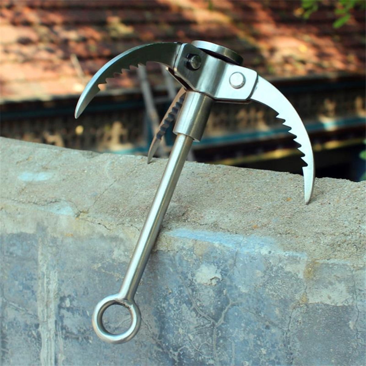 Outdoor Climbing Folding 3 Claws Carabiner Steel Grappling Hook Survival Tool 