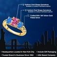 thumbnail image 2 of Gem Stone King 18K Yellow Gold Plated Silver Pink Zirconia and Fancy Blue Zirconia Filigree Style 3 Stone Ring for Women (2.07 Cttw, Oval 8X6MM and 6X4MM) (Size 8), 2 of 6