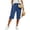 #0504-Blue, variant on Women Faux Leather High Waist Button Zipper Elastic Waist Wide Leg Cropped Capri Pants With Side Pockets Gray L Gift