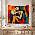 thumbnail image 5 of Figure Depicted Pensive with Resting Pose Head Tilted, Mystical Fantasy for Space Lovers, Galaxy Room Decor, Housewarming Gift, Tapestry Wall Hanging for Bedroom and Dorm, 5 of 7