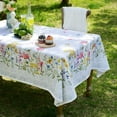thumbnail image 4 of Rectangle Summer Tablecloth Printed Flower Vintage Summer Floral Table Cloths for Easter Picnic Outdoor Home Holiday Kitchen (Yellow and Pink Flowers, 60 x 84 Inch), 4 of 6