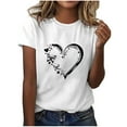 thumbnail image 2 of Wycnly Womens Tops Dressy Casual Loose Fit Comfy Breathable Fashion Going out Pullover Tees Shirts Summer Short Sleeve Crewneck Tops Heart Print Blouse White l, 2 of 5