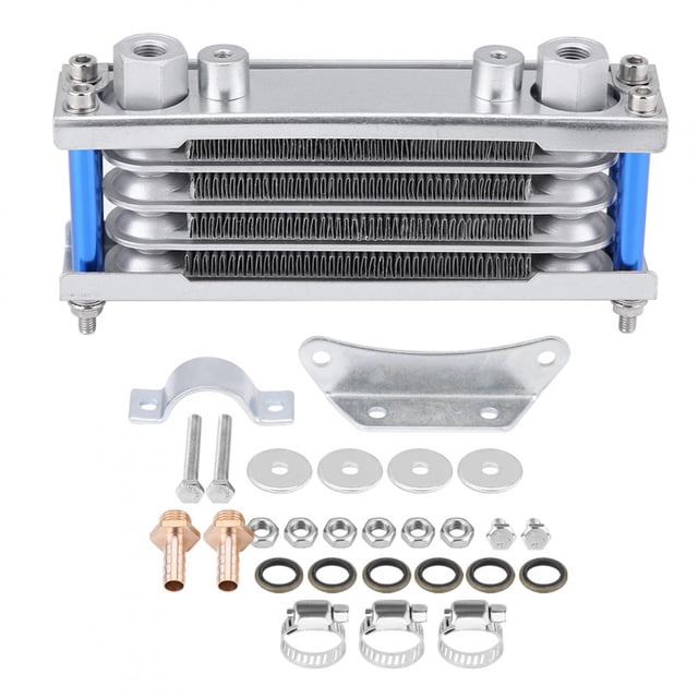 Kit de refrigeración de aceite de motor de motocicleta universal-80ml, conjunto de radiador de refrigeración de aceite para moto, bicicleta de suciedad 50CC-200CC(plata)
