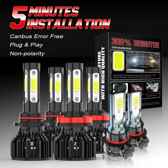 9005 H11 6000K 6X LED Headlight H16 5202 Fog Light Bulbs Kit For 2007-2015 Silverado 1500