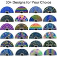 thumbnail image 6 of UV Glow Rave Fan, Bamboo Folding Clack Hand Fan for Men Women (Wellen, Large 13"), 6 of 10