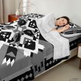 thumbnail image 4 of Manfei Southwest Tribal Queen Sheets, Geometric Aztec Queen Sheet Sets, Gray Black White, Black Reversible 4pcs1 Flat Sheet + 1 Fitted Sheet + 2 Pillowcases, 4 of 6