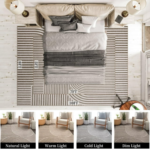 Boho Area Rug x Machine Washable Rugs for Living Room Non Slip Soft Carpet Geometric Jacquard Textu Carpet for Bedroom Dining Room Nursery Office Living Room Rug -