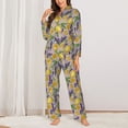thumbnail image 2 of Lsque Lavender Flowers Pattern Long Sleeve Pajama Set for Women - Soft 2-Piece Sleepwear and Loungewear Set with Pockets, Comfy Nightwear-Small, 2 of 7