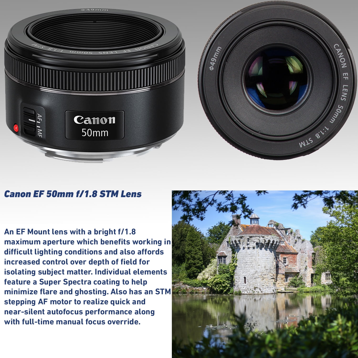 Canon EOS 5D Mark IV DSLR Camera with EF 50mm f/1.8 STM Lens, EF-S