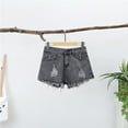 thumbnail image 2 of MIXUE Jeans For Women Denim Solid Color High Waist Sexy Wide Leg Shorts Holiday Wear,Gray,L, 2 of 5