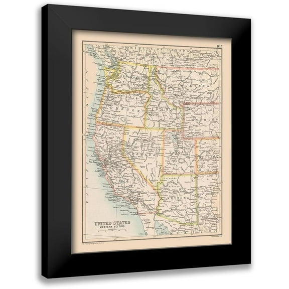 Bartholomew 12x14 Black Modern Framed Museum Art Print Titled - Western United States - Bartholomew 1892