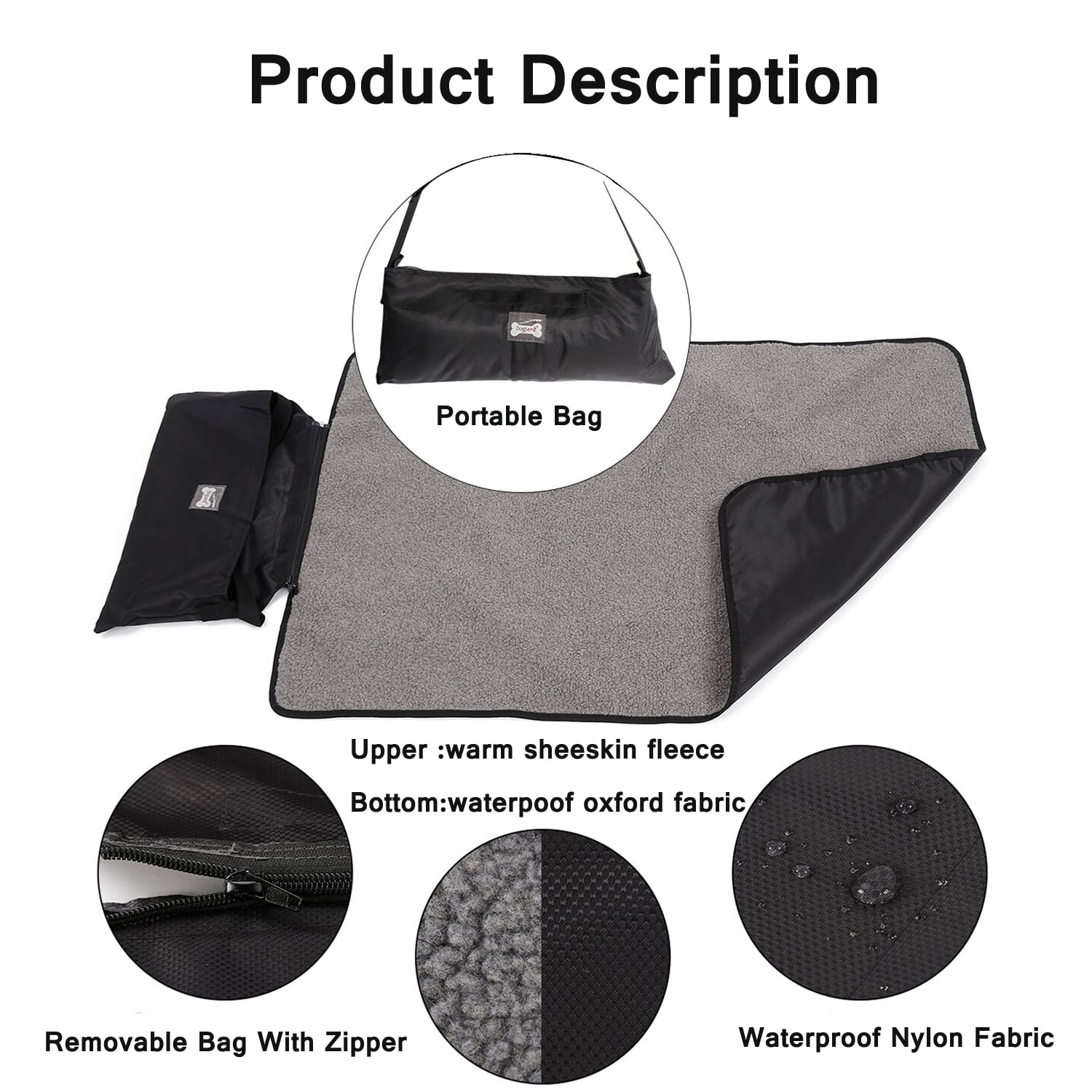 1PC 39In Outdoor Dog Bed, Waterproof & Foldable Camping Travel Pet Mat, Portable Double Sided Available Pet Pad, Large Size Easy to Clean, Breathable and Odor Resistant Pet Cooling Pad 28"*39"