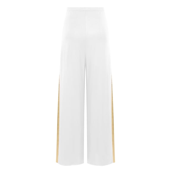 Miutii Women Praise Dance Palazzo Pants Loose Metallic Church Worship Costume Lyrical Spiritual White XXL