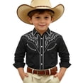 thumbnail image 4 of KHONTS Button down Western Cowboys Shirts for Boys Kids Long Sleeve Collared Dress Shirts,Size 4-13 Years Black1 170, 4 of 4