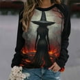thumbnail image 2 of Bzhegqhd Women's Halloween Printed Pullover Tops Long Sleeve Raglan Sleeve Round Neck Fashion Casual Sweatshirt Soft Comfort Fall, 2 of 5