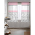 thumbnail image 3 of Pink Grey Curtains 63 Inch Length,Sheer Curtains for Bedroom Living Room Window Chic Garden Floral Stripe Aesthetic Flower Boho Rod Pocket Drapes Kitchen Curtains Small Half Window 42"x63" 2 Panels, 3 of 6
