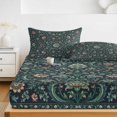 thumbnail image 6 of Queen Size Fitted Sheet Set - Vintage Botanical 3 Piece Bedding Sets 16" Deep Pocket Fitted Sheet with 2 Pillowcases, Middle Century Boho Floral Rustic Brushed Microfiber Hotel Luxury Bed Sheets, 6 of 9