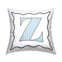 Stupell Industries Polka Dot Blue Letter Z Square Decorative Printed Throw Pillow, 18 x 18