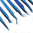thumbnail image 4 of 8pcs Eyelash Tweezers Stainless Steel Fine Tip Ergonomic Blue Titanium Eyelash Extension Tweezers Set for Professional, 4 of 5