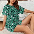 thumbnail image 6 of Womens Pajama Sets With Pocket, Leopard print green cute Lounge Sets Short Sleeve Sleepwear PJ Sets for Women, 6 of 6